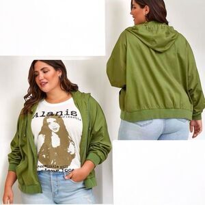 Torrid Olive Green Twill Dolman Sleeve Zip Front Anorak Jacket Size 3 3XL